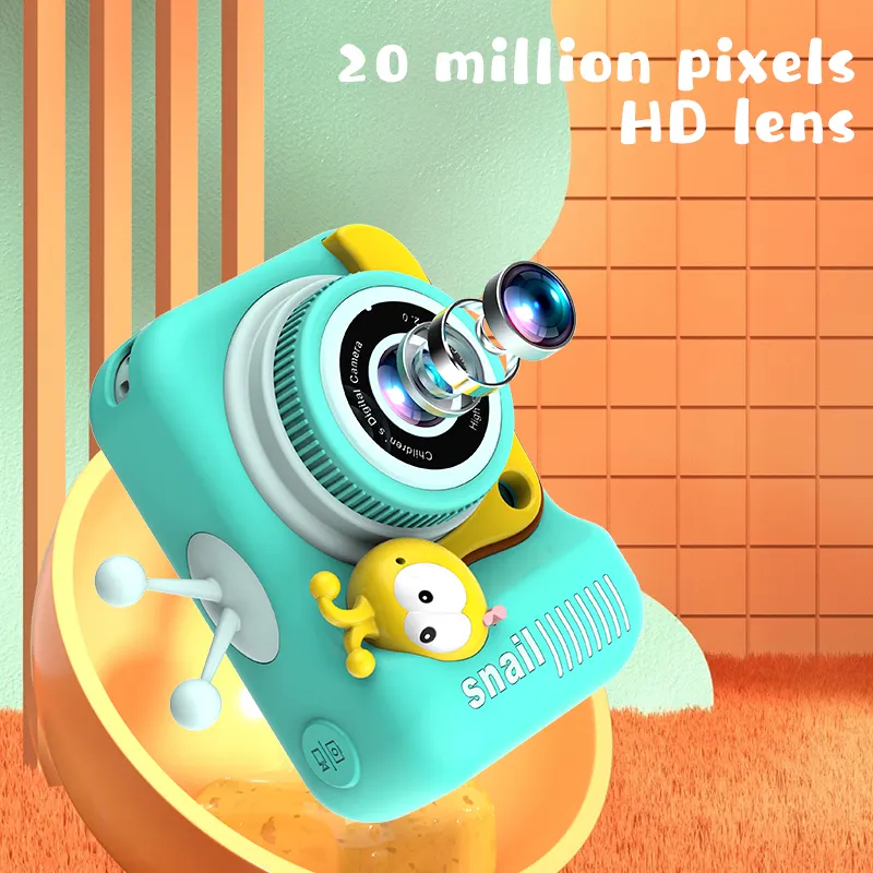 Linda forma de caracol Juguete para niños HD Doble disparo Cámara digital para niños Cámara para niños
