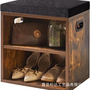 Modern minimalist wooden <b>shoe</b> bench for home use, integrating <b>shoe</b> <b>storage</b> and multi-functionality. - Product Image 3
