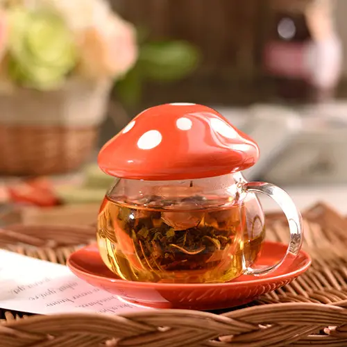 Lelyi-taza de té con filtro de seta para estudiantes, vaso de té creativo de cristal con diseño de flor