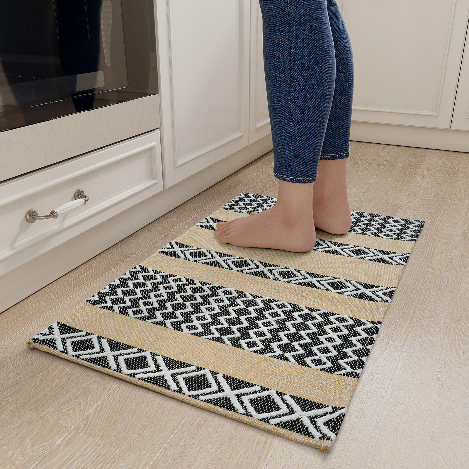 Poliéster-algodón - entrelazado de diamantes marrón