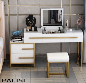 <strong>Modern</strong> Luxury Flip-Open <strong>Dressing</strong> <strong>Table</strong>+<strong>Mirror</strong>+Stool Set Bedroom Dresser <strong>Table</strong> <strong>With</strong> Chest Cabinet Furniture Set - Product Image 1