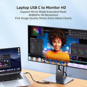 Adaptador USB C <span class=keywords><strong>a</strong></span> HD 4K60Hz al por mayor OEM, con <span class=keywords><strong>cable</strong></span> <span class=keywords><strong>de</strong></span> nailon trenzado, convertidor HD para laptop, TV, proyector, cine en casa - Product Image 4