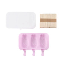 Nouveau Moule à Glace en Silicone avec Couvercle, Moule à Sucettes Glacées de Dessins Animés DIY pour Enfants, Moule à Glace en Silicone Fait Maison