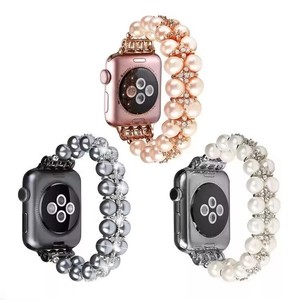 Bracelets de montre en perles de luxe pour <span class=keywords><strong>Apple</strong></span> <span class=keywords><strong>Watch</strong></span> Band bijoux série 6 SE 5 4 3 2 1 <span class=keywords><strong>bracelet</strong></span> de mode pour IWatch femmes <span class=keywords><strong>Bracelet</strong></span> Bling - Product Image 1