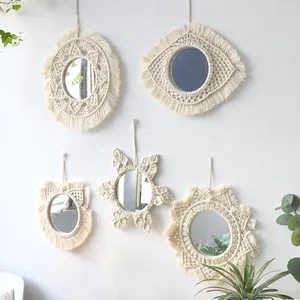 <span class=keywords><strong>Macrame</strong></span> Muur Opknoping Boho Chic Geweven Tapijt-Crème Beige Bohemian Kwastje Art Katoenen Touw Geweven Grote Muur Decor Gordijn - Product Image 1