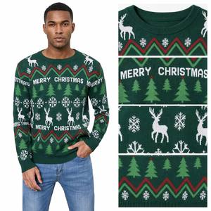 <strong>Men's</strong> Funny Ugly Christmas Sweater Knitted Pullover Green Jacquard Knit Sweater Reindeer Tree Pattern Long Sleeve Winter Party - Product Image 4