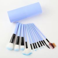 Ensemble de 12 pinceaux de maquillage avec pinceaux à blush, y compris des pinceaux pour les yeux et les lèvres, avec support à pinceaux et logo personnalisé