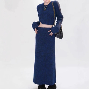 Gonna di fascia alta in maglia per abbigliamento invernale 2024 nuovo Set gonna a vita alta da <span class=keywords><strong>donna</strong></span> autunno e inverno - Product Image 4