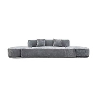 Ensemble de canapés incurvés en chenille de luxe italien avec fauteuils pivotants, canapé modulaire moderne pour la décoration du salon d'hôtel et de villa
