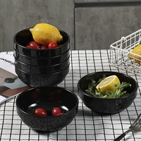 Bol à soupe en mélamine en plastique incassable pour cantine de couleur noire de qualité alimentaire, bol à salade, bol à fruits