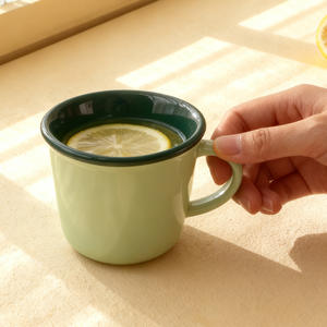 Mug en céramique rétro mignon style macaron avec impression de logo pour le petit-déjeuner et les cadeaux - Product Image 1