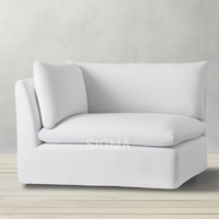 Fauteuil modulaire sans accoudoirs en tissu blanc de luxe, siège individuel, design moderne, mobilier de salon pour la maison, l'hôtel, la villa, les projets