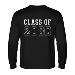 Camiseta de Manga Larga Personalizable para Estudiantes de K-12, Clase de 2036, con Estampado de Huellas en la Espalda, para Niños - Product Image 3