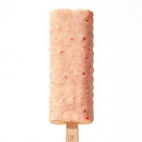 Barres de crème glacée croustillantes halal, en forme de bâtonnets de céréales énergétiques, biscuits gaufrettes enrobés de chocolat blanc, biscuits sandwich à la fraise