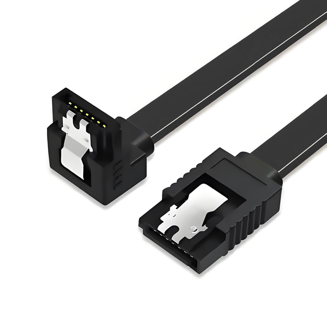 Black SATA 3.0 7pin Cable Straight to 90 Degree Connector Female to Female Hard Disk 6Gpbs ATA Cable with Locking Latch
