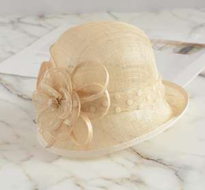 Manufacture Fashion <b>Women</b> <b>Wedding</b> <b>Hats</b> Flaxen Dobby Fancy Sinamay Church <b>Hat</b> Party <b>Hats</b> - Product Image 3