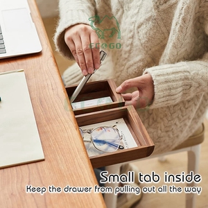 Stable Under <b>Desk</b> Storage <b>Drawer</b> Wood Self-Adhesive Hidden <b>Drawer</b> Slide Out Handmade Table Organizer for Office Home Bamboo - Product Image 6