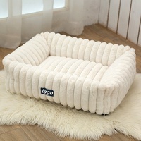 Lit orthopédique pour chien et chat, lavable, en velours côtelé, design luxueux, housse amovible, durable, forme rectangulaire, doux et apaisant pour une utilisation en intérieur