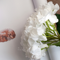 Grande feuille bleu vraie touche hortensia fleur artificielle haute qualité soie fleurs bouquet en gros mariage décoration maison déco