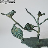 Antique Verdigris Fonte Oiseaux Branche Sculpture Gravé En Métal Artisanat pour Jardin Décor À La Maison Sculpté Figurine pour Objet De Table