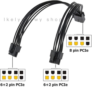 Splitter adaptörü 8 Pin dişi çift 8 Pin (6 + 2) Male8 kollu 8 Pin çift 8 standart PCIe GPU güç kablosu-yüksek kaliteli PVC bakır - Product Image 3