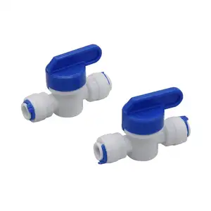 1/4 \ "OD RO robinet à boisseau sphérique en plastique droit raccords <span class=keywords><strong>de</strong></span> contrôle <span class=keywords><strong>de</strong></span> <span class=keywords><strong>tuyau</strong></span> <span class=keywords><strong>de</strong></span> connexion rapide pour boule d'eau d'osmose inverse d'aquarium - Product Image 1