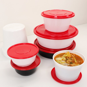 Borui Plastic Round PP Food <b>Containers</b> With Lids <b>Microwaveable</b> Disposable Takeaway Bowls For Fast Food <b>Soup</b> Noodle Packaging - Product Image 2