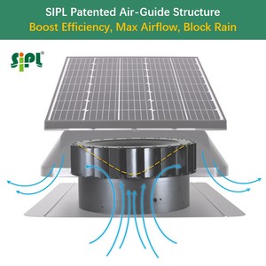 พัดลมระบายอากาศบนหลังคาพลังงานแสงอาทิตย์ SIPL the Heat Smart Solar Attic Fan คุณภาพสูง มอเตอร์ไร้แปรงถ่าน 25W~60W พัดลมระบายอากาศบนหลังคาพลังงานแสงอาทิตย์ฟรี SN20130 - Product Image 1