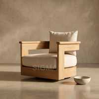 Conjunto de Muebles de Exterior Modernos de Teca Sólida, Sofá Impermeable para Villa, Resort, Hotel, Asientos de Madera de Grado Hotelero, Dimensiones Personalizadas