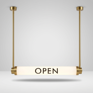 open <b>LED</b> Tube Sign Wall Mounted Brass Finish Static Text Display - Product Image 5