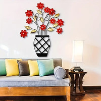 Artisanat en fer forgé minimaliste moderne, motif floral rouge et feuilles dorées, best-seller transfrontalier pour la maison et le salon