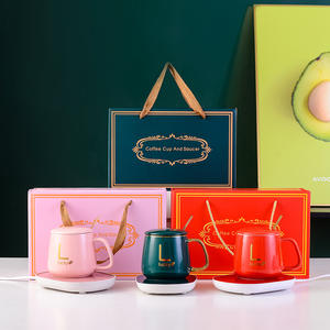 Sıcak satış sıcaklık kontrolü 55 derece akıllı isıtmalı seramik kahve fincanı kupa elektrikli şarj kupa ısıtıcı kaşık ile - Product Image 2