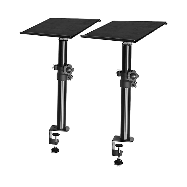 Studio Monitor Stands Pair Adjustable Height 12.2" to 18.5", Stage Speaker Stand Desktop With Safety Pin Clamp