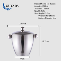 Seau à glace de luxe vintage en acier inoxydable argenté de 1,5 L, avec couvercle, pour champagne et bière, idéal pour les bars et les fêtes – Vente directe usine