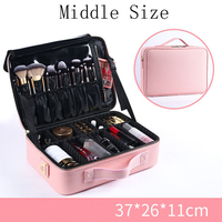 Trousse de Maquillage Rose Professionnelle Personnalisée Grande Capacité avec Diviseurs Ajustables Organisateur Cosmétique Boîte de Voyage