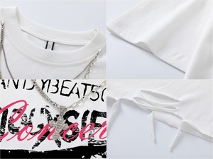 Kaos Pria Wasteland Style Heavyweight 100% Katun Gothic Dark Streetwear Cetak Huruf Oversized Unisex <span class=keywords><strong>Vintage</strong></span> Graphic Tee - Product Image 5