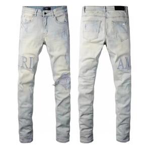 Vente en gros sur mesure de jeans en denim pour hommes et femmes de marque à la mode, résistants, lavés et déchirés, solides, tissés pour l'été - Product Image 2