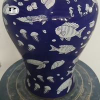 Pot à gingembre noir en porcelaine chinoise, fait main, style temple, motif poisson argenté, écologique, grande capacité, pour la maison et les cadeaux