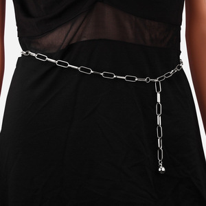 Chaîne de taille pendentif sphère dorée, en métal ajouré, simple couche, pour usage quotidien, chaîne de corps tendance - Product Image 2