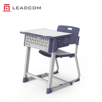 Ensemble bureau et chaise d'école réglables en hauteur Leadcom L-E11, table et chaise en plastique PP pour élèves des classes primaires et secondaires