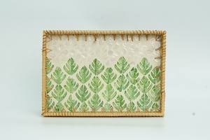 Venta caliente nuevo diseño rectángulo ratán madre de perla bandeja con incrustaciones bandejas para servir comida de Vietnam - Product Image 6