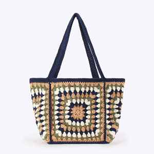 2025 New Woven Cotton <b>Rope</b> Crochet <b>Bag</b> Ethnic Style Large Capacity Open Closure Versatile Daily Use for Women - Product Image 1