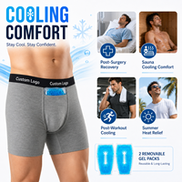 Calzoncillos bóxer con bolsillo de protección escrotal para terapia de enfriamiento, alivio de varicocele, soporte fisiológico y bolsa de hielo refrescante