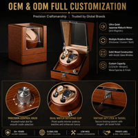 Kotak Penyimpanan Jam Otomatis Ganda Berbahan Beludru Anti Magnetik, Putaran Ultra Senyap, Motif Kayu Solid Alami Mewah Khusus