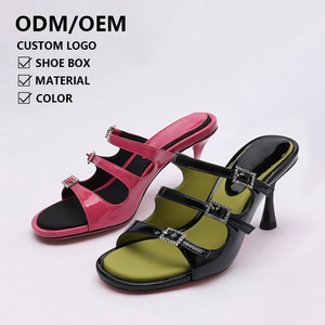 Vendite calde nuovo Design da donna eleganti <span class=keywords><strong>sandali</strong></span> estivi <span class=keywords><strong>tacco</strong></span> alto moda con fibbia di strass décolleté da donna pantofole con <span class=keywords><strong>tacco</strong></span> - Product Image 1