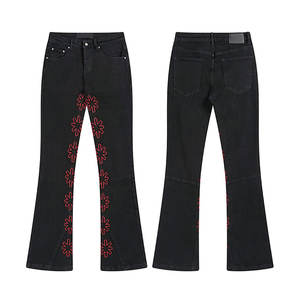 กางเกงยีนส์ TOM Stock Streetwear ปักลายปะติด สไตล์วินเทจ ทรงขาบาน สำหรับผู้ชาย LOSTS - Product Image 5