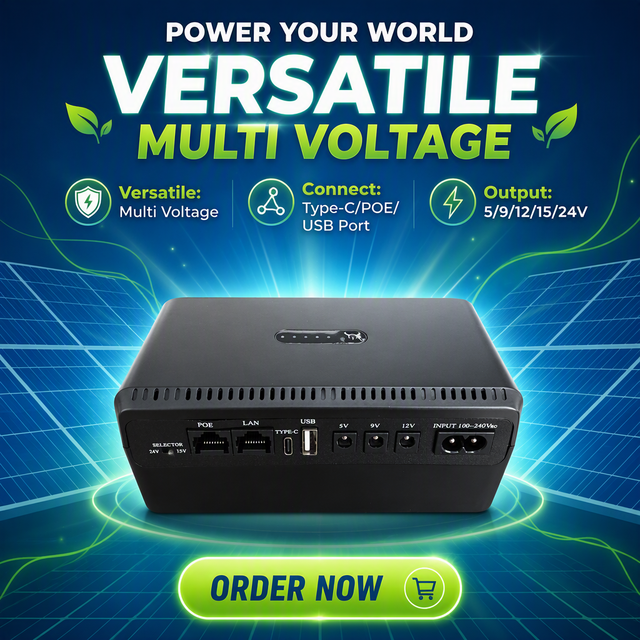 36W Mini DC UPS With POE Port Type-C USB Output Emergency Power Supply for WiFi Router CCTV Security Camera
