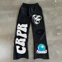 Streetwear Jean Pantalon Coton Epais Brodé Applique Patches Baggy Stacked Pantalon de Survêtement Vintage Pantalon en Denim Personnalisé pour Hommes