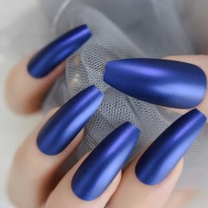 Faux Ongles collants longs couleur <span class=keywords><strong>bleu</strong></span> <span class=keywords><strong>marine</strong></span> 24 CT, accessoire artificiel de manucure, idéal pour le Salon, professionnel, couleur unie, offre spéciale, L5277 - Product Image 4