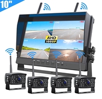 Système de caméra de recul sans fil 1080P avec vision nocturne, moniteur DVR quadruple 10,1'' pour camping-car/camion/remorque